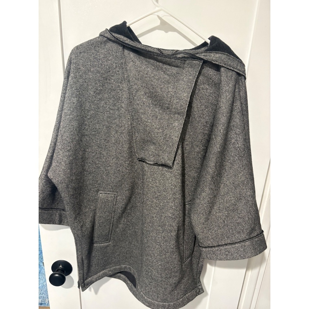 Banana Republic Grey Marl Hooded Poncho Snap Neck Side Zip Top S
